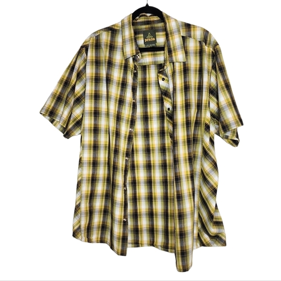 Prana snap button short sleeve plaid organic cotton shirt - Picture 12 of 12